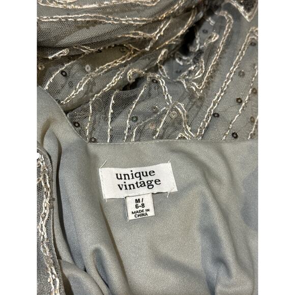 Unique Vintage Gray and Silver Cocktail Flapper Dress M NWOT - Picture 2 of 3